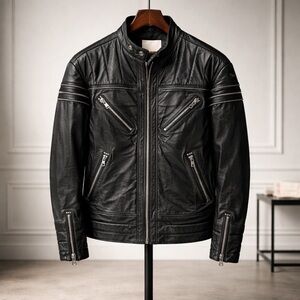Diesel Black Leather Moto Jacket